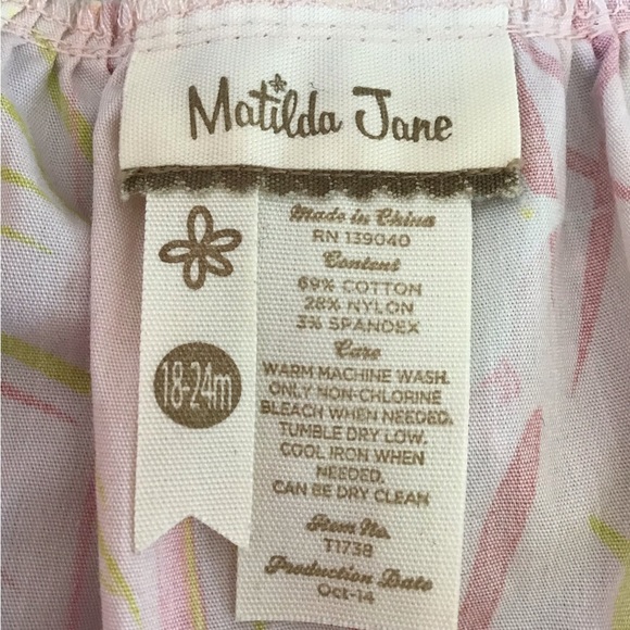 Matilda Jane Knot top - dress Apron Bicycle Spring Flowers Pink ruffle tunic - Picture 5 of 6